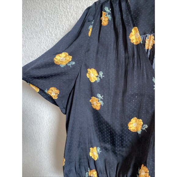 Madewell Womens Satin Floral Blouse Polka Dot Cottage Spring Tie Snap Cottage L - Picture 5 of 9